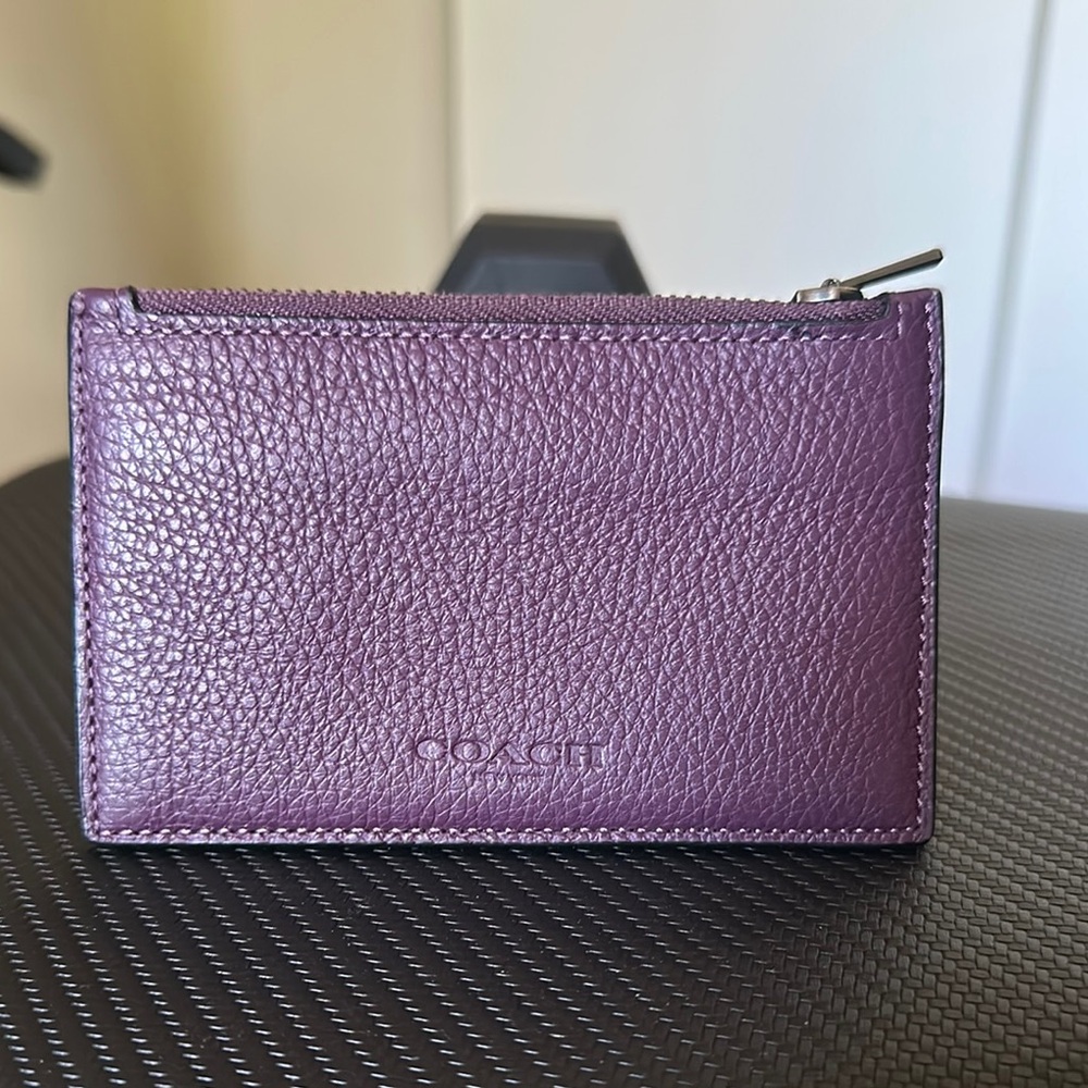 Coach Purple Leather Card Holder